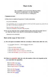 English worksheet: There to be - There is/are/was/were and their negative forms
