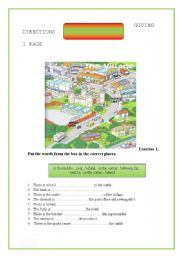 English Worksheet: GIVING DIRECTIONS