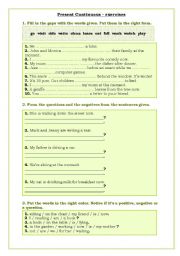 English worksheet: Present Continuous - exercises