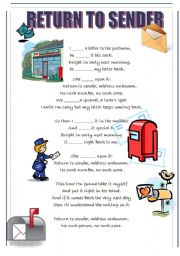 English Worksheet: Return to Sender - Elvis Presley - song lyrics + fill in the gaps