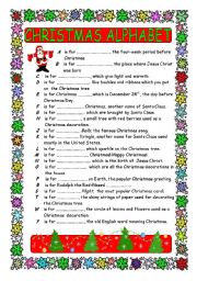 English Worksheet: CHRISTMAS ALPHABET 