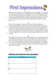 English Worksheet: First Impression - Reading Passage