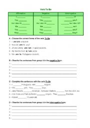 English Worksheet: Verb To Be