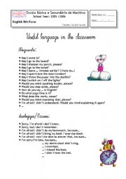 English Worksheet: Useful language in the classroom