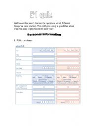 English worksheet: ESOL quiz lots of topics 