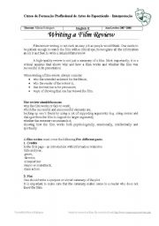 English Worksheet: Writing a film review