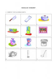 English Worksheet: Kitchen equipment