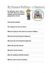 English Worksheet: My summer holidays