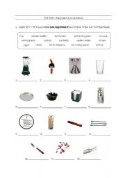 English Worksheet: bar equipment