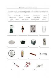 English worksheet: bar equipment