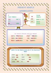 English Worksheet: PRESENT SIMPLE AFFIRMATIVE