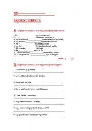 English worksheet: present perfect