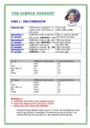 English Worksheet: The simple present -  form - use - exercises (8 pages) + answers