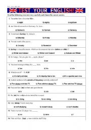 English Worksheet: Test Your English! - multiple-choice quiz (50 questions)