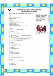 English Worksheet: high school musical song