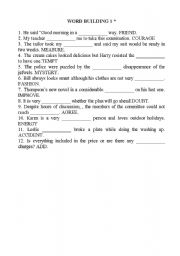 English Worksheet: word building students