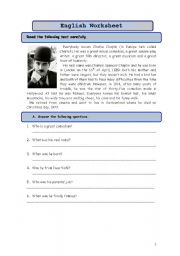 English Worksheet: Charlie Chaplin test