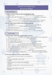 English Worksheet: FOCUS ON LANGUAGE - Revision Work (3 pages)