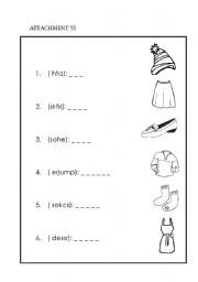 English worksheet: put the letters in order