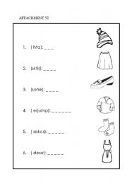 English Worksheet: put the letters in order