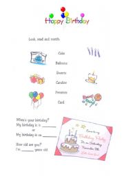 English Worksheet: Happy Birthday