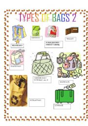 English Worksheet: PICTIONARY ON DIFFERENT TYPES OF BAGS 2