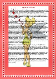 English Worksheet: valentines day history