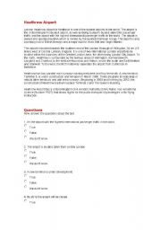 English worksheet: Heathrow Airport