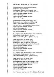 English worksheet: o bla di o bla da  song lyrics