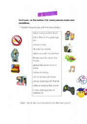 English Worksheet: New Year resolutions