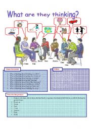 English Worksheet: What are they thinking?