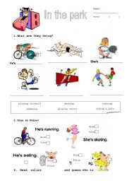 English worksheet: In the park - actions