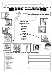 English Worksheet: Health problems ( black and white)