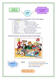 English Worksheet: THERE IS / THERE ARE + SOME / ANY + COUNTABLE NOUNS (page 1) 
