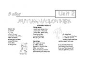 English Worksheet: Nursery Rhymes for Autumn and Clothes