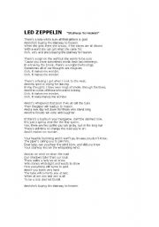 English Worksheet: stairway to heaven blank + full lyrics (2sheets)