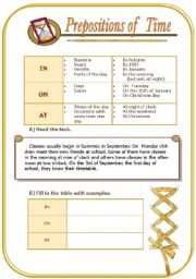 English Worksheet: Prepositions of time