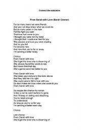 English Worksheet: Song with mistakes