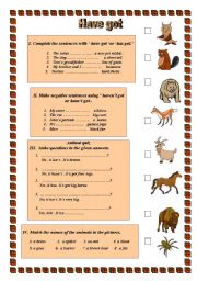 English Worksheet:   Have got