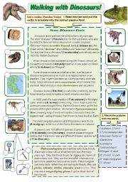 English Worksheet: Walking with Dinosaurs! - grammar and vocabulary actiivity set Part1