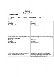 English worksheet: Matilda Unit Chs 1-4