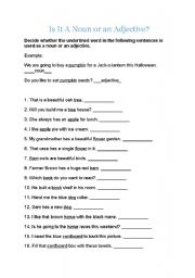 English worksheet: noun or adjective?