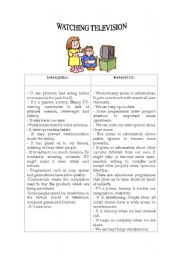 English Worksheet: Dangers and benefits of watching television