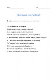 English worksheet: PRONOUN