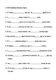 English Worksheet: Conditional Sentences Type 1
