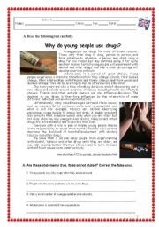 English Worksheet: WHY DO YOUNG PEOPLE USE DRUGS?