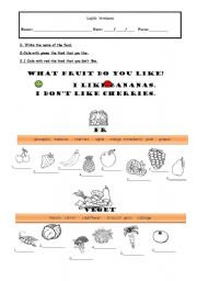 English worksheet: What do you like?- file 1