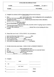 English Worksheet: English grammar test