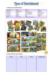 English Worksheet: Types of Entertainment