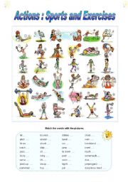 English Worksheet: Actions : Sports and Exercises